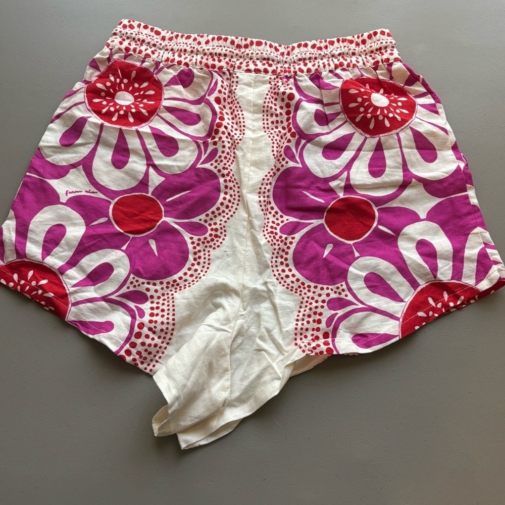 NWT Farm Rio Maia off white floral linen blend shorts drawstring shorts XS - Picture 4 of 12
